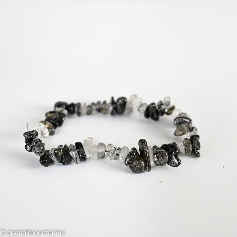 Black Tourmalinated Quartz Chip Bracelet