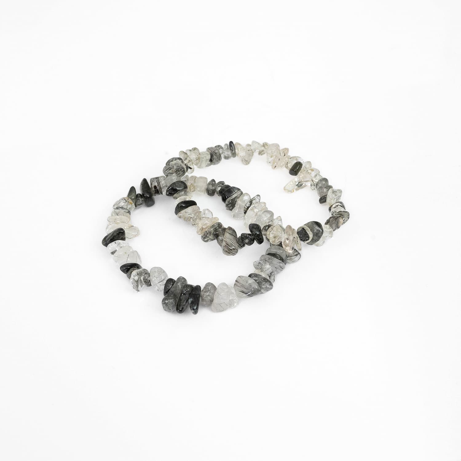 Black Tourmalinated Quartz Chip Bracelet