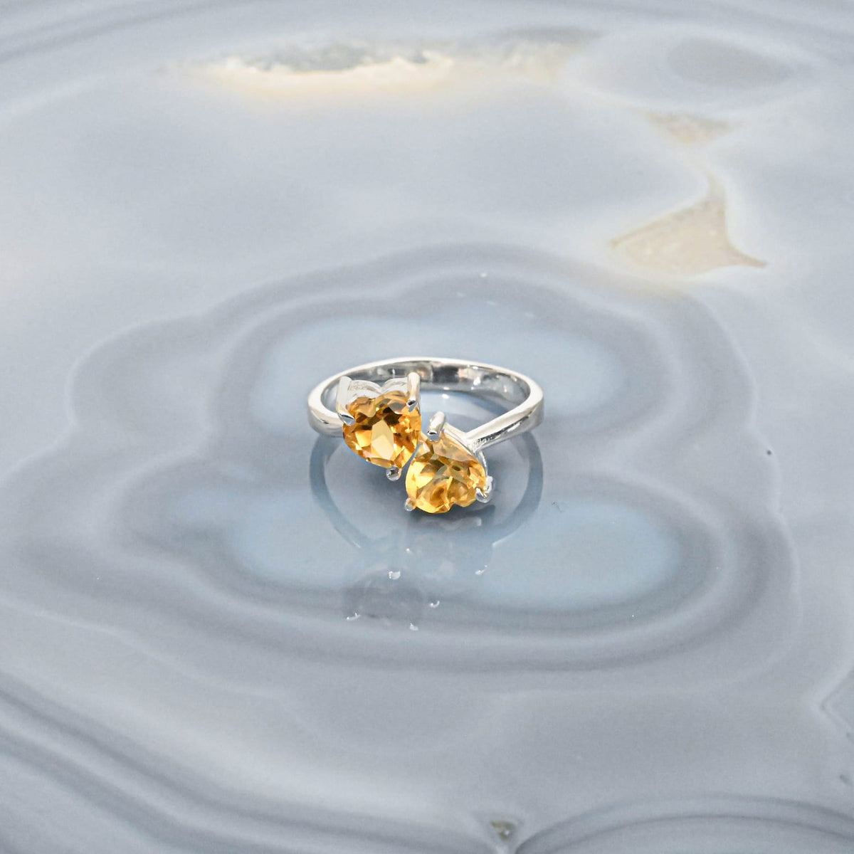 Citrine Heart Silver Ring