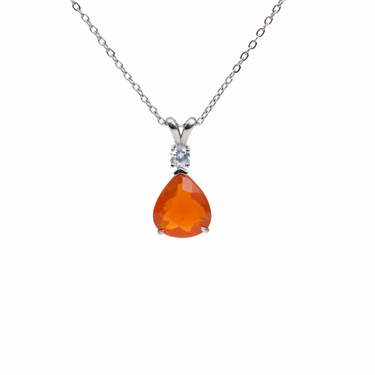 Fire Opal Silver Pendant