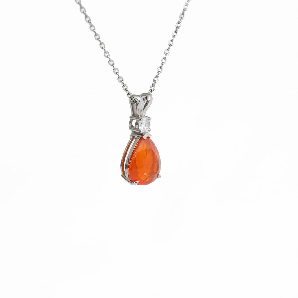 Fire Opal Silver Pendant