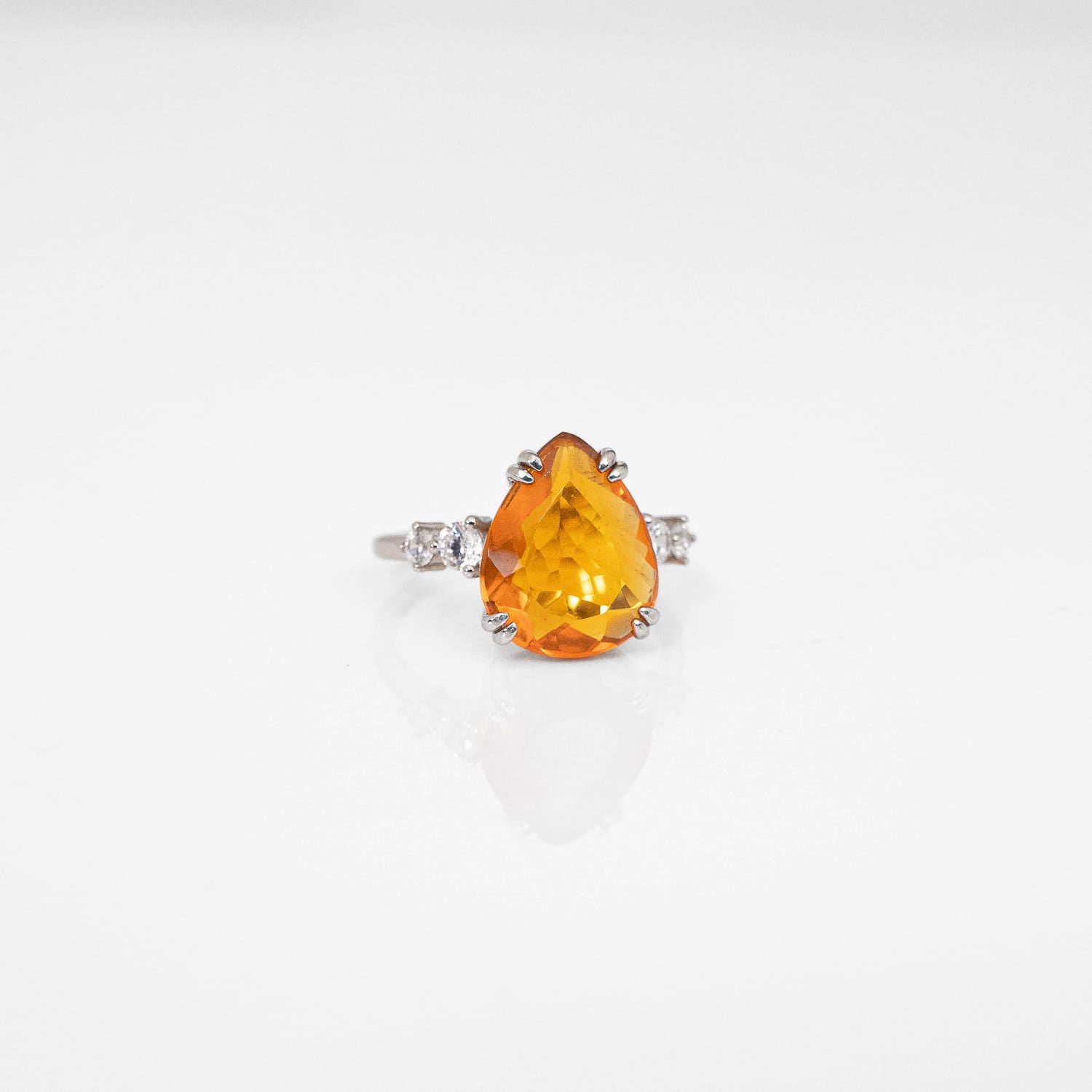 Fire Opal Silver Ring