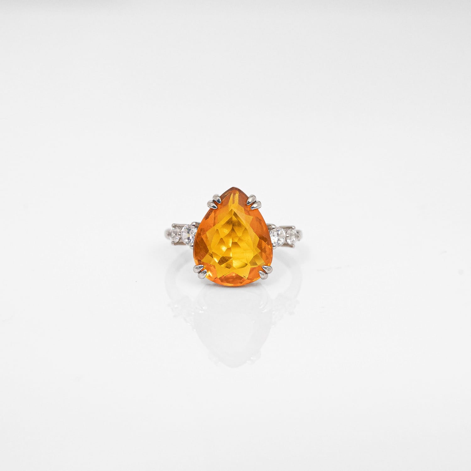 Fire Opal Silver Ring