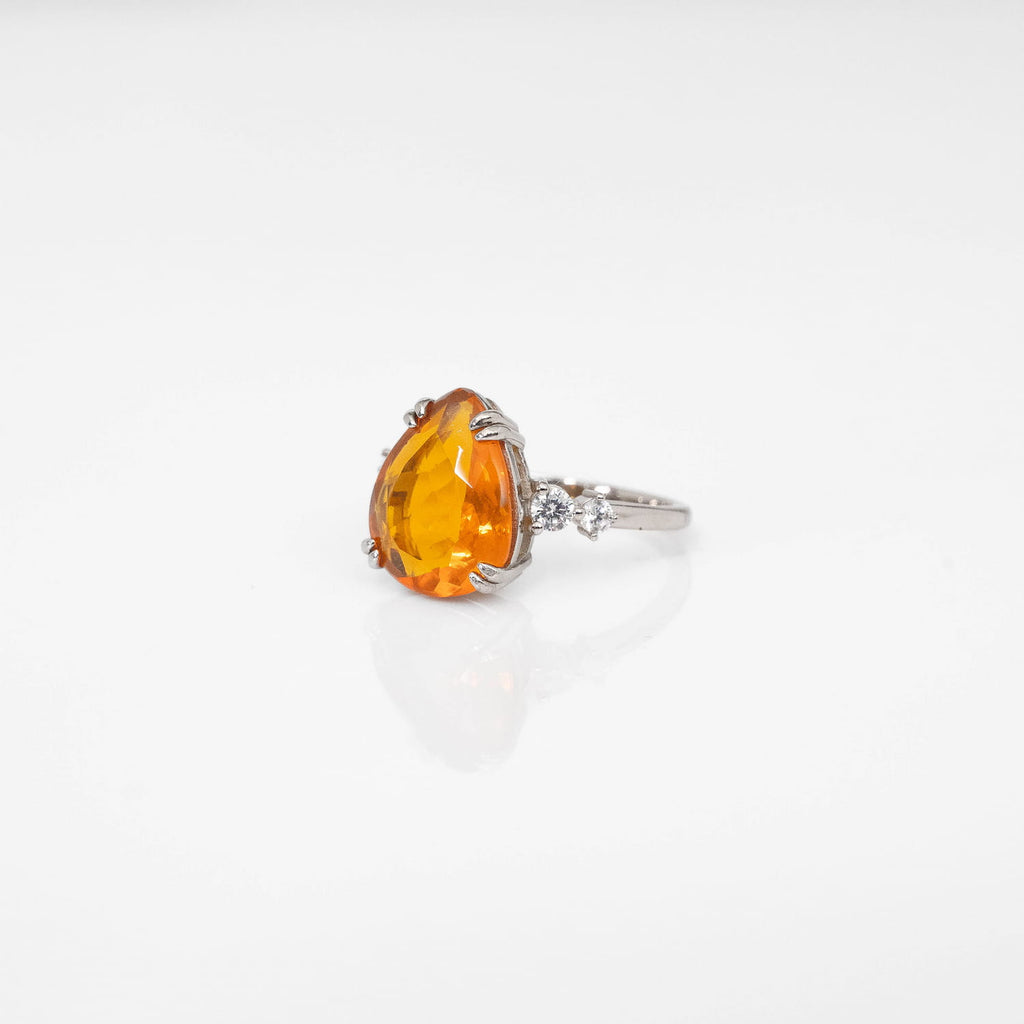 Fire Opal Silver Ring