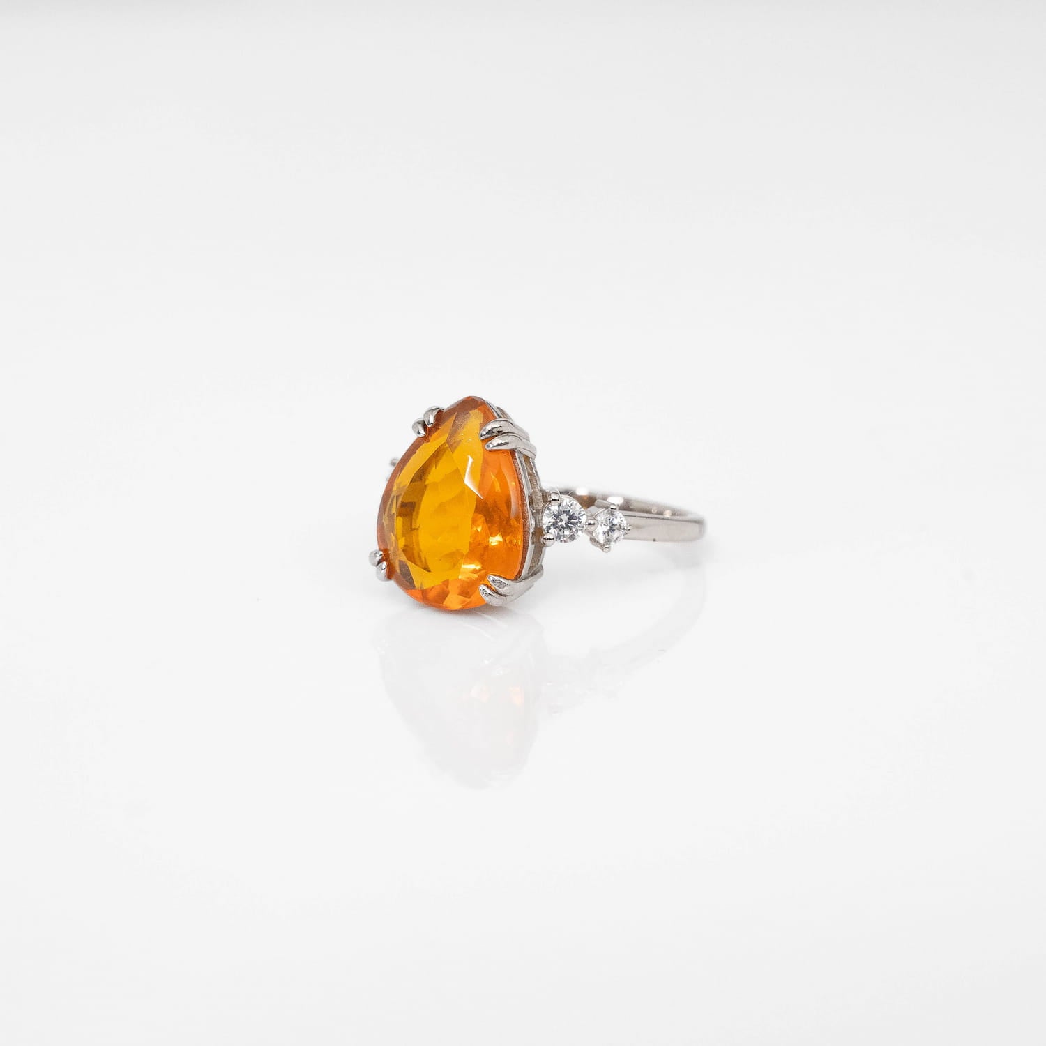 Fire Opal Silver Ring
