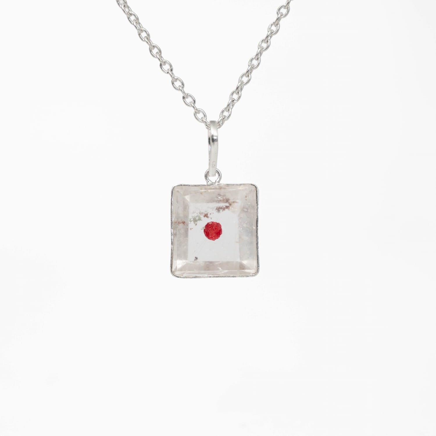 Hematoid Quartz (Fire Quartz) Silver Pendant