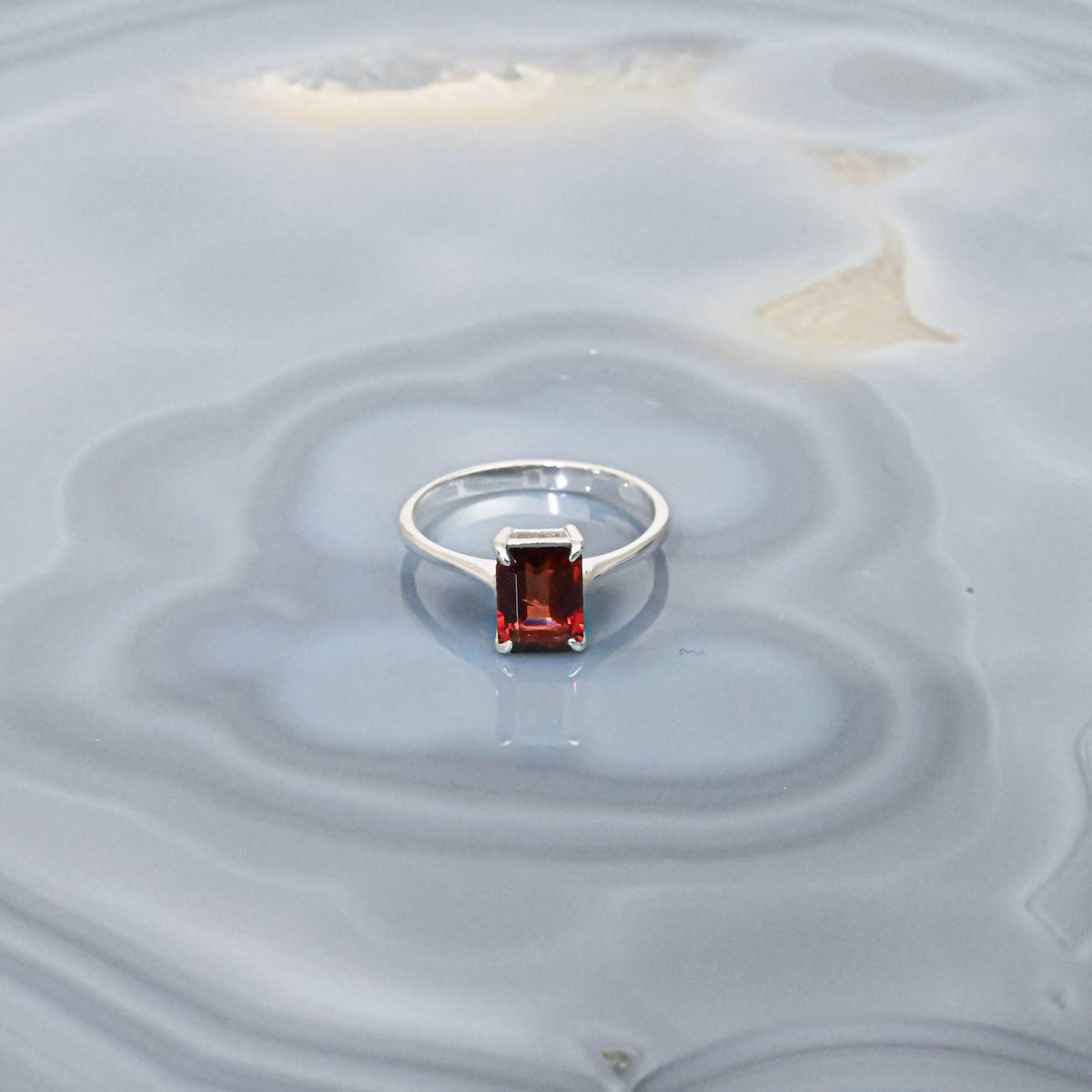 Garnet Silver Ring