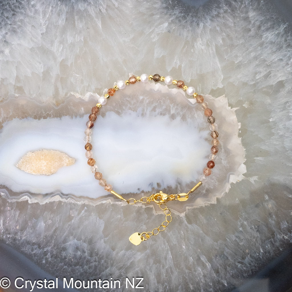 Golden Quartz & Pearl Bracelet- Clasp