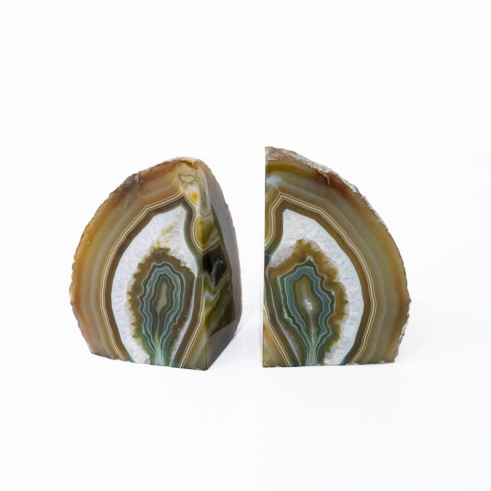 Agate Geode Bookends- Green