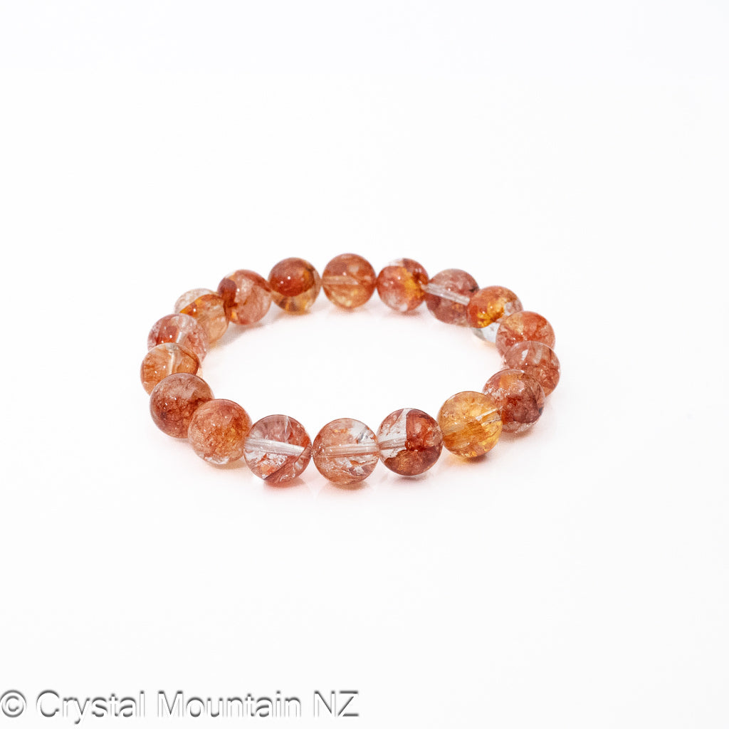 Hematoid Quartz Bead Bracelet 11mm