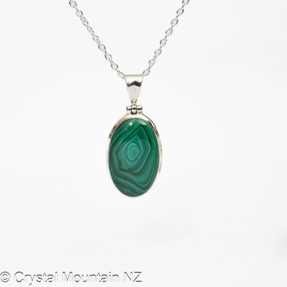 Malachite Pendant - Silver