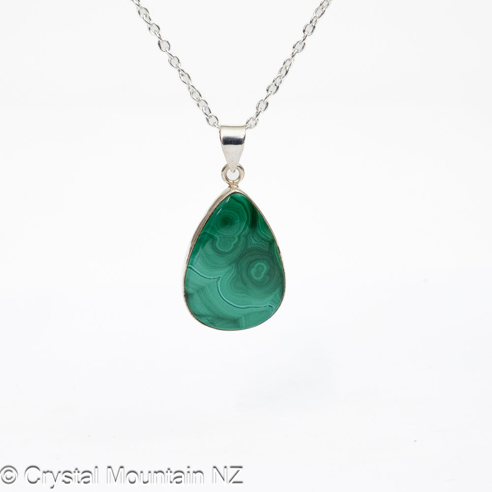 Malachite Pendant - Silver