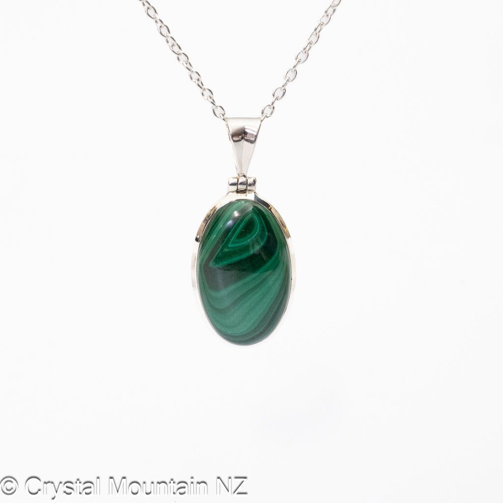 Malachite Pendant - Silver