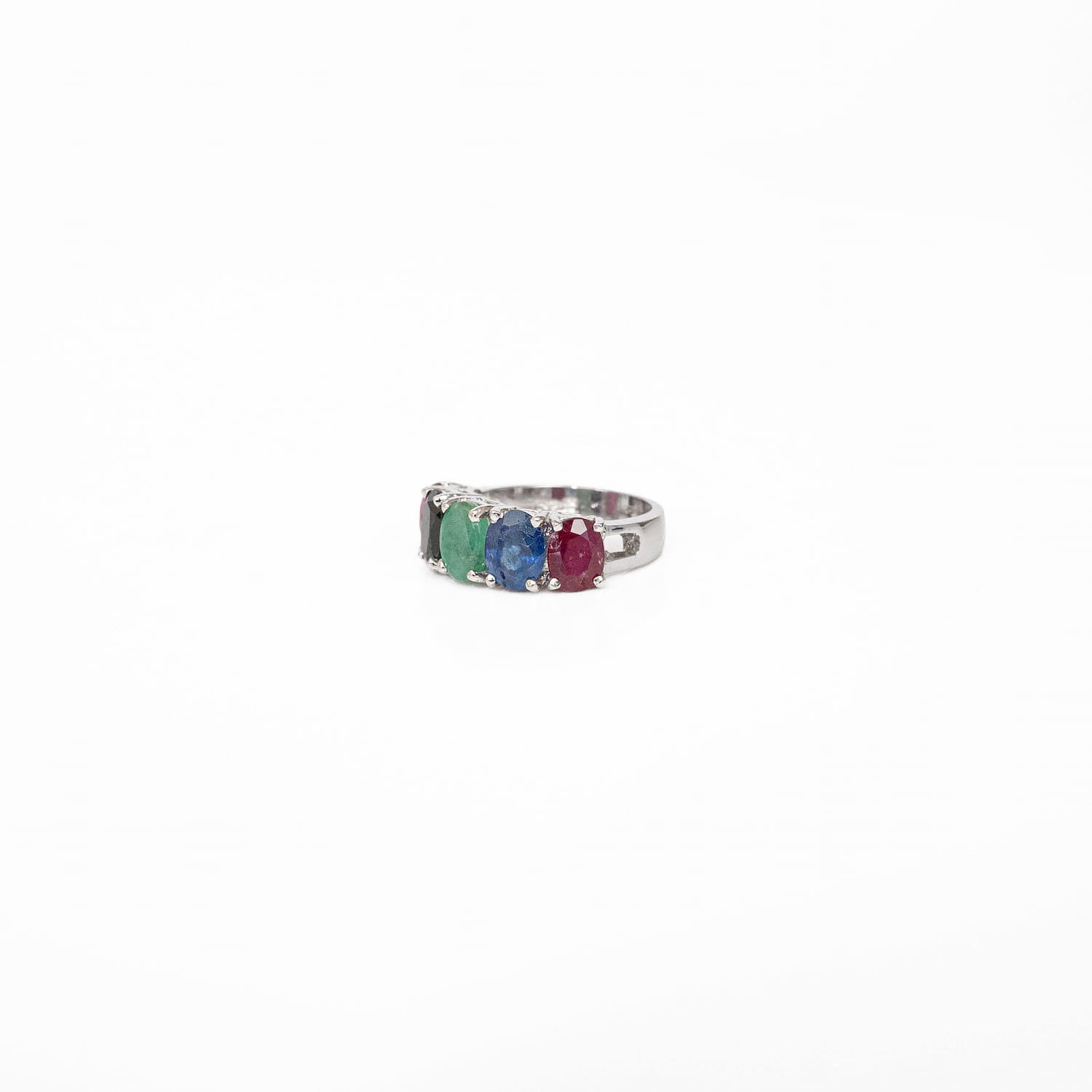 Multi Gemstone Silver Ring