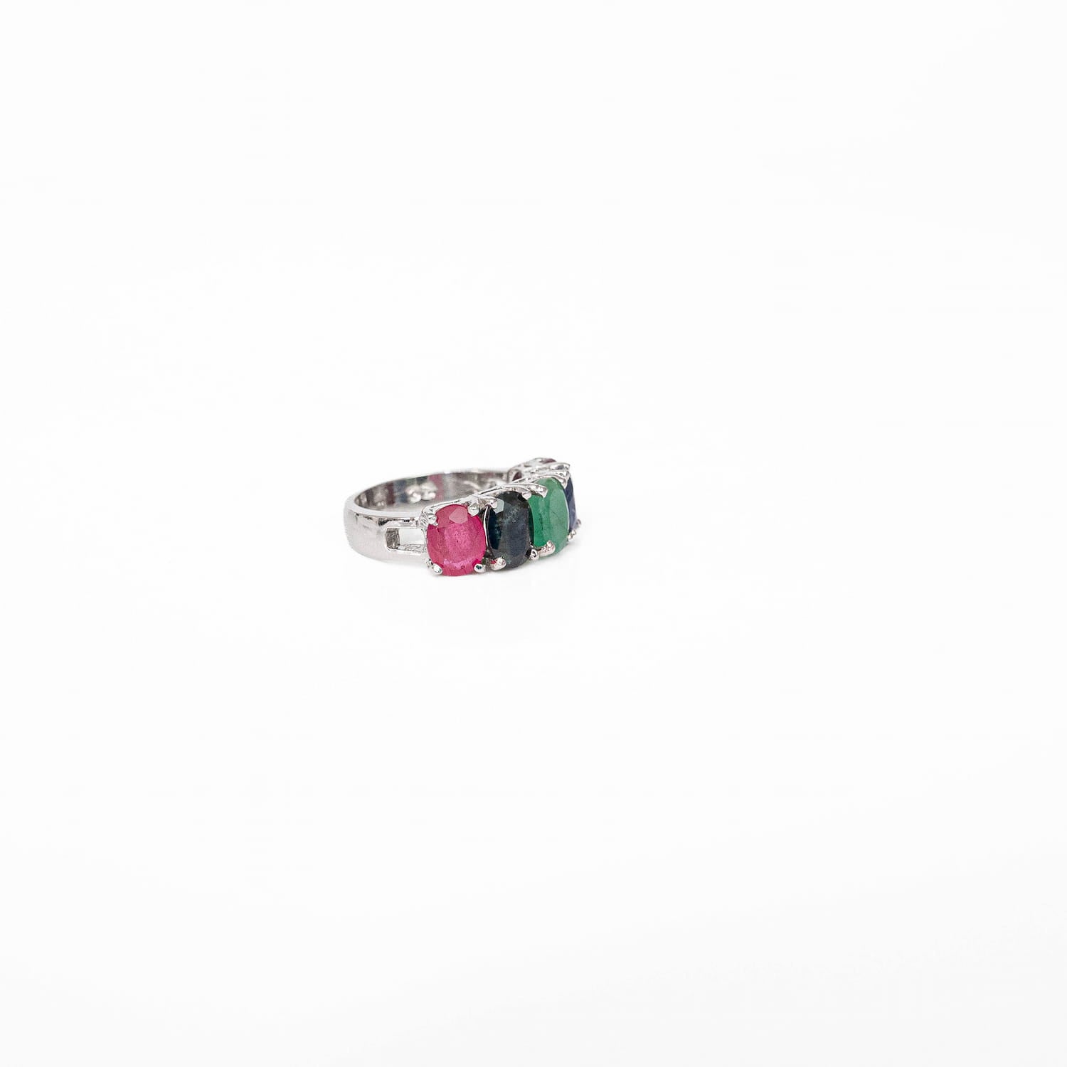 Multi Gemstone Silver Ring