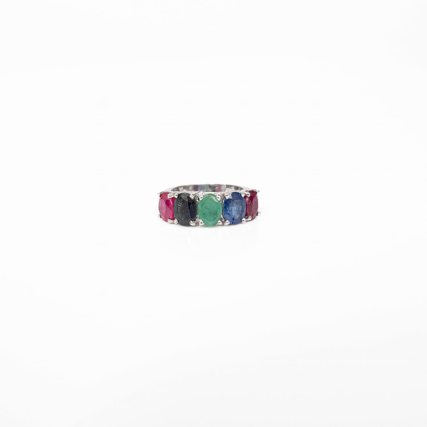 Multi Gemstone Silver Ring
