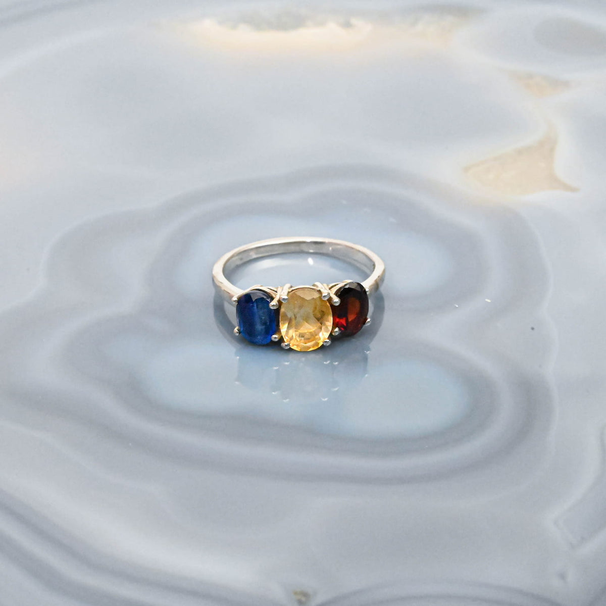 Multi Gemstone Silver Ring