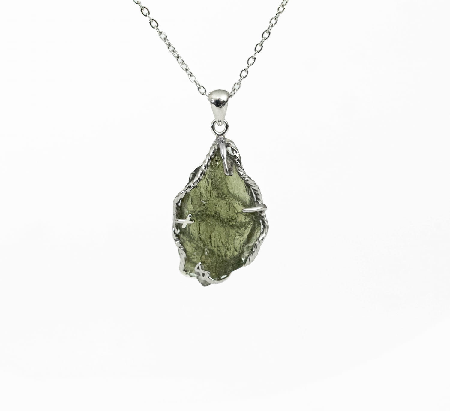 Moldavite Silver Pendant