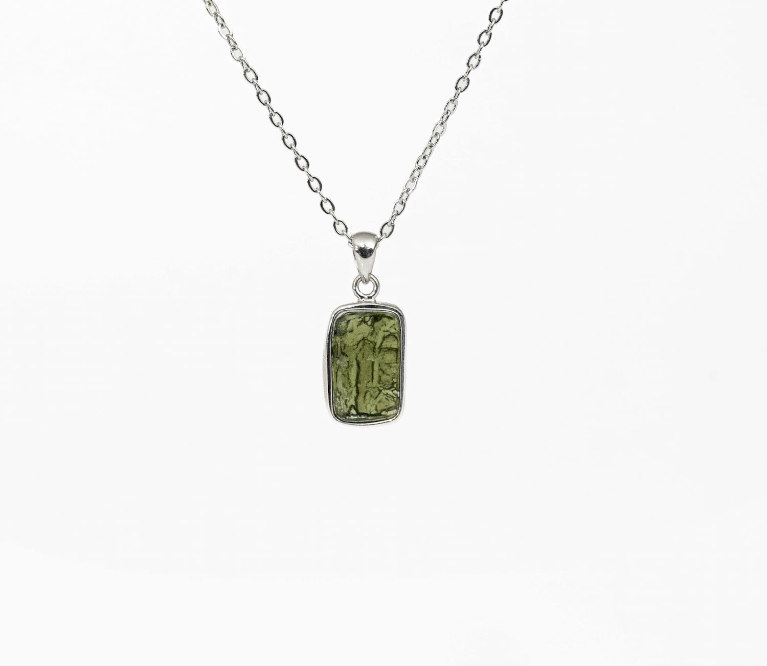 Moldavite Silver Pendant