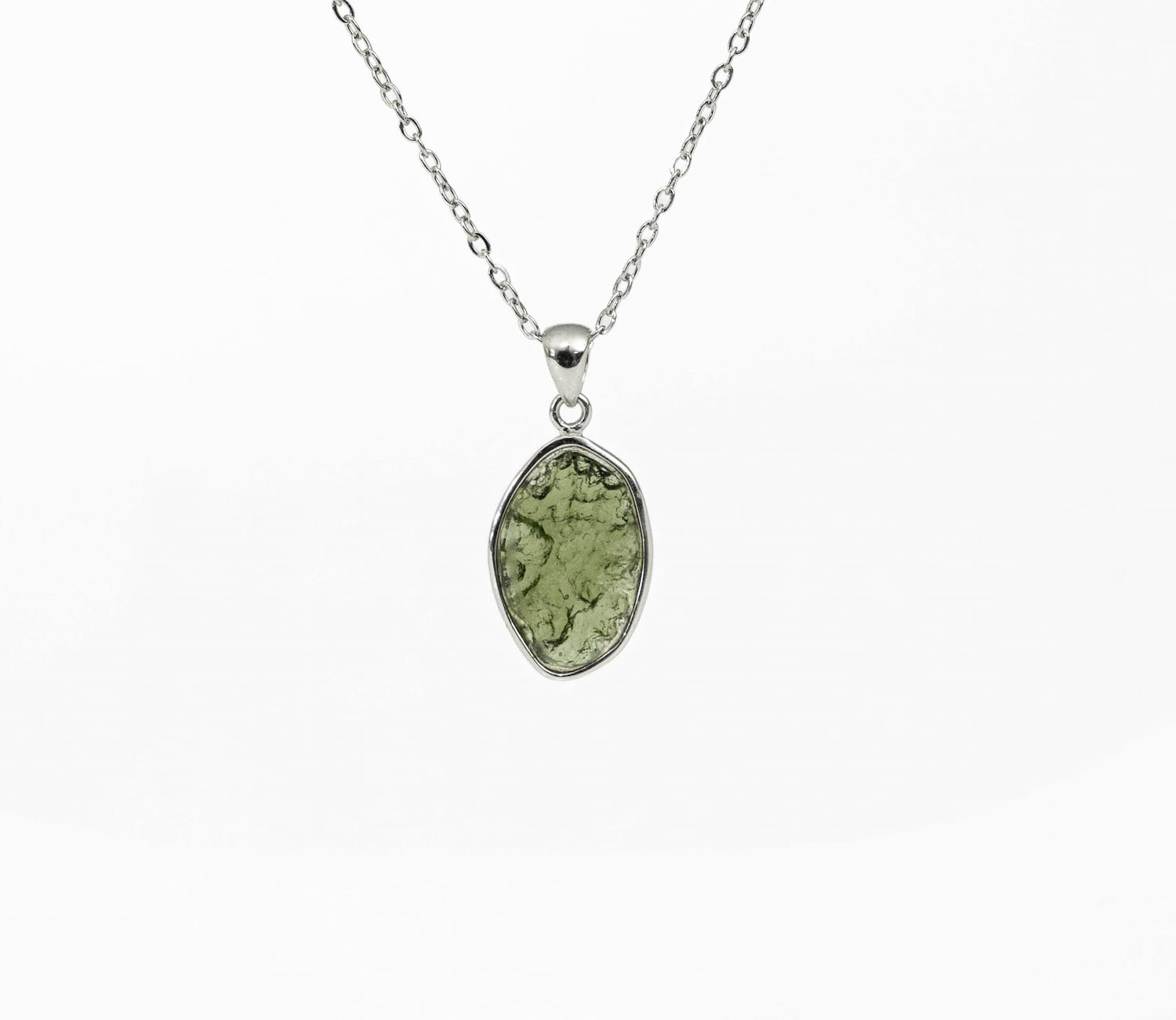 Moldavite Silver Pendant