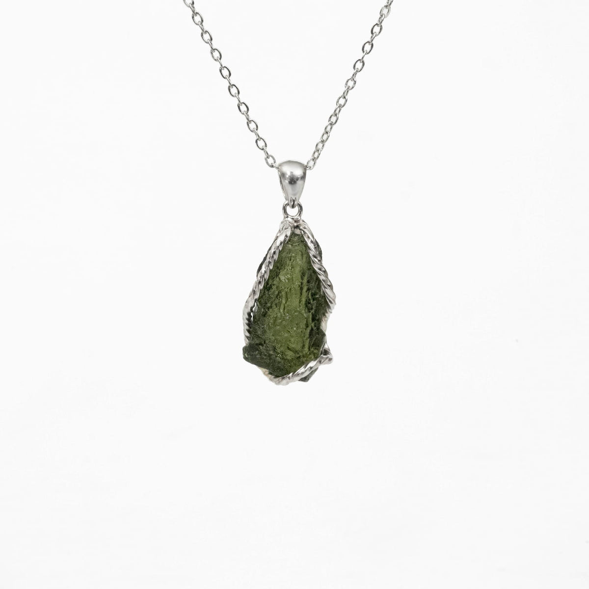 Moldavite Silver Pendant