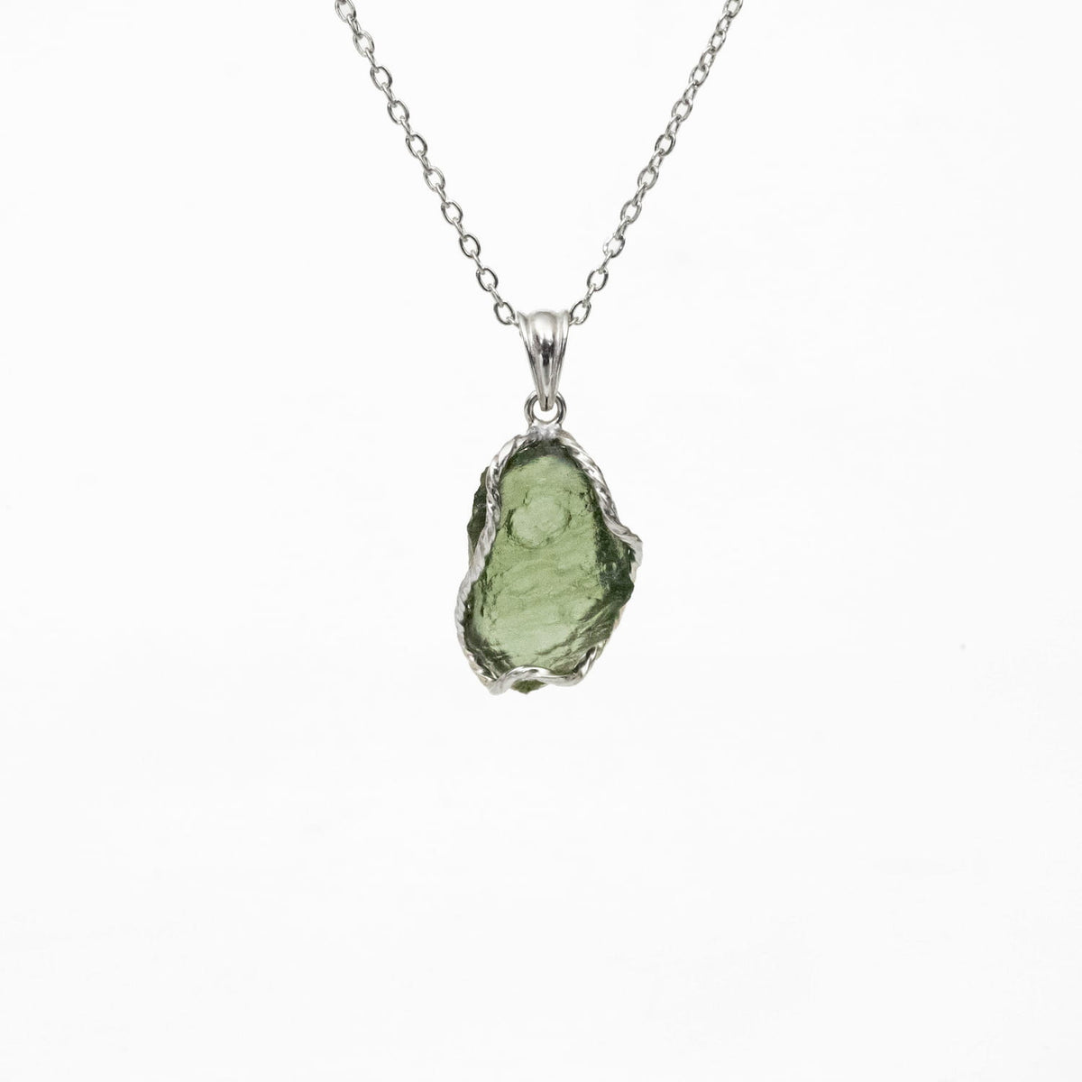 Moldavite Silver Pendant