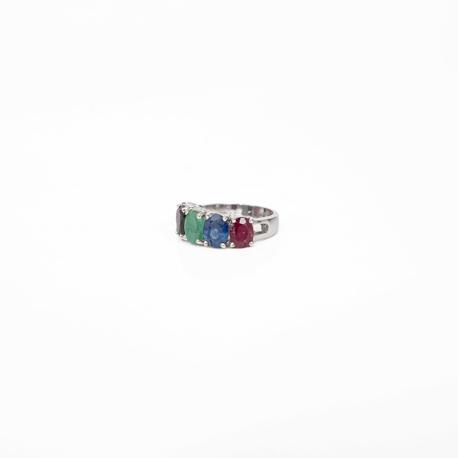 Multi Gemstone Silver Ring