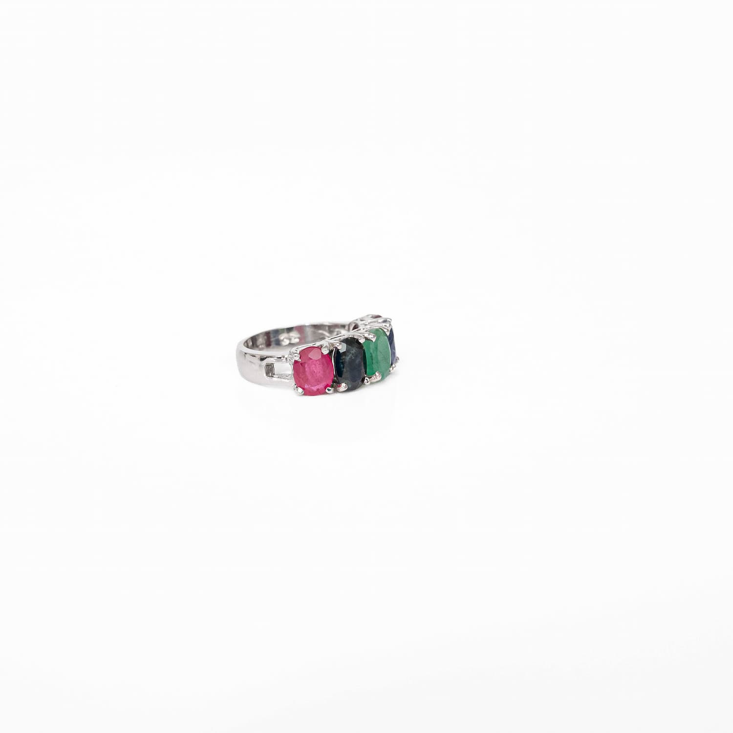 Multi Gemstone Silver Ring