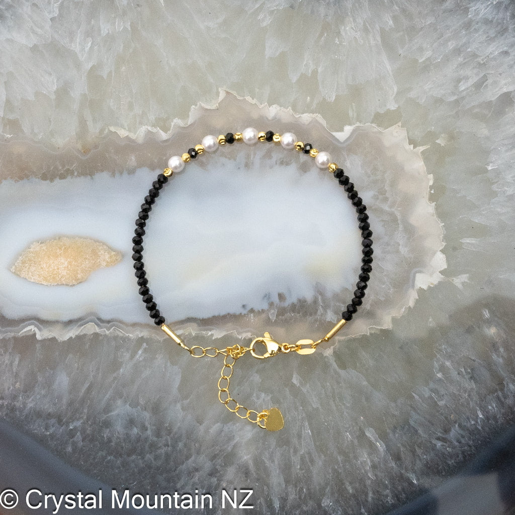 Obsidian & Pearl Bracelet- Clasp