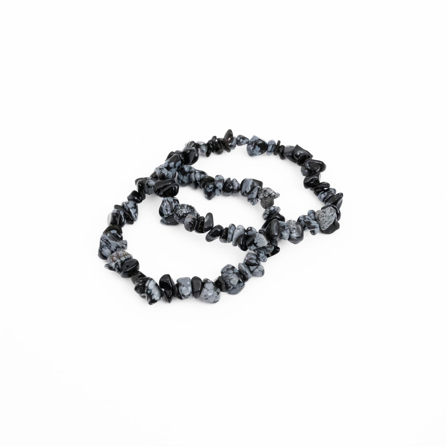 SnowFlake Obsidian Chip Bracelet