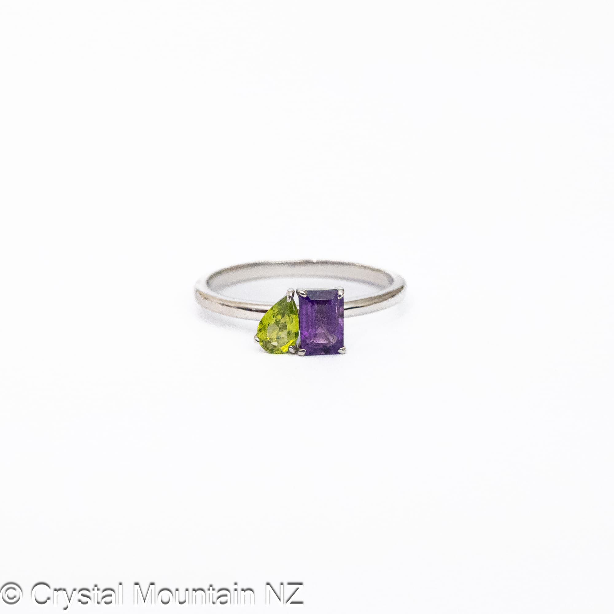 Peridot & Amethyst Ring - Silver