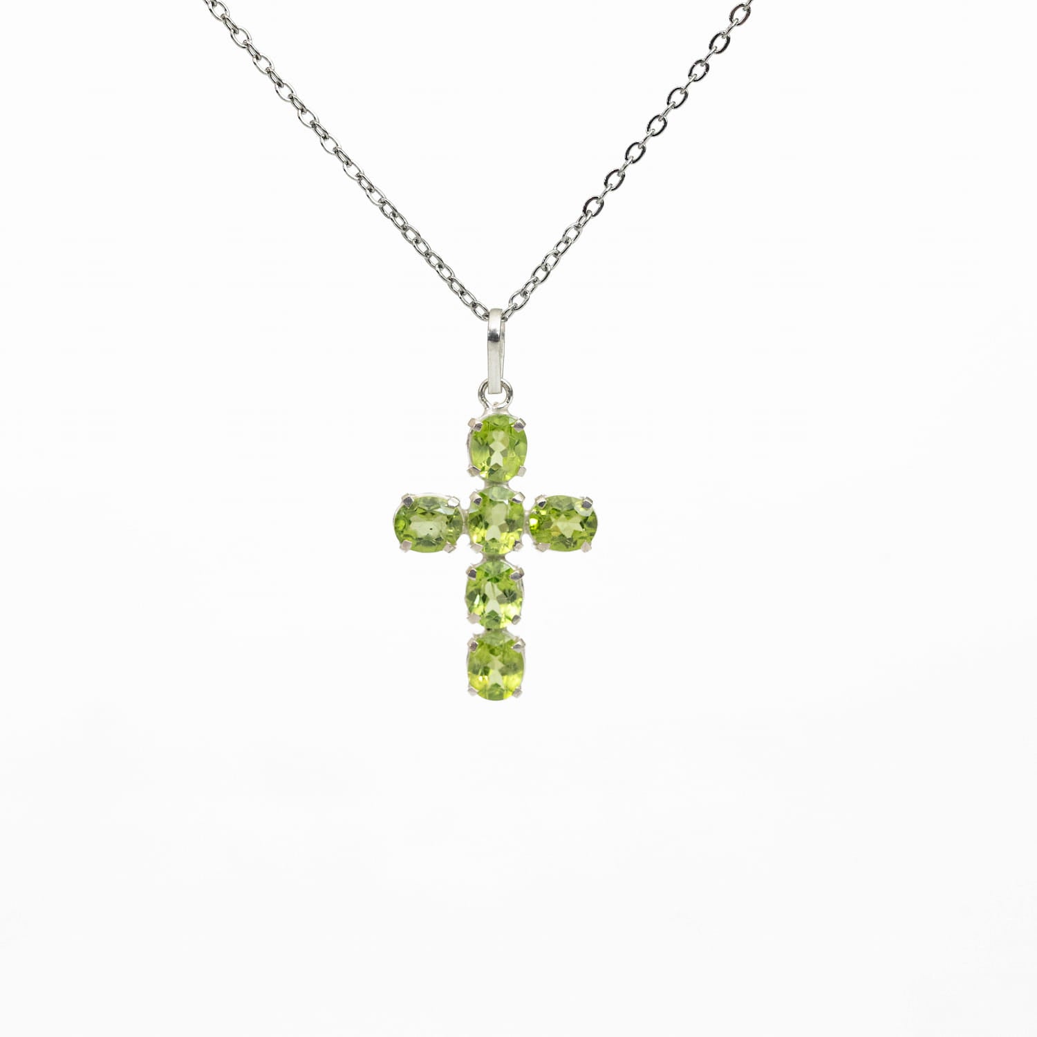 Peridot Silver Cross Pendant