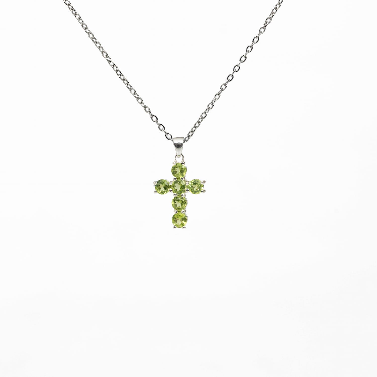 Peridot Silver Cross Pendant