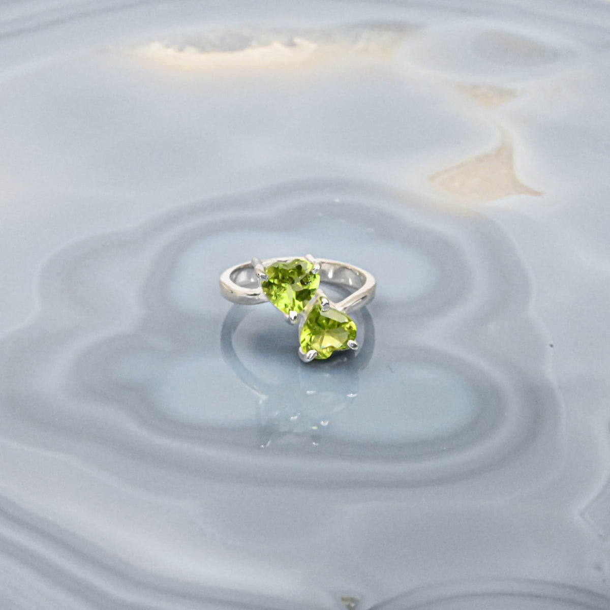 Peridot Heart Silver Ring