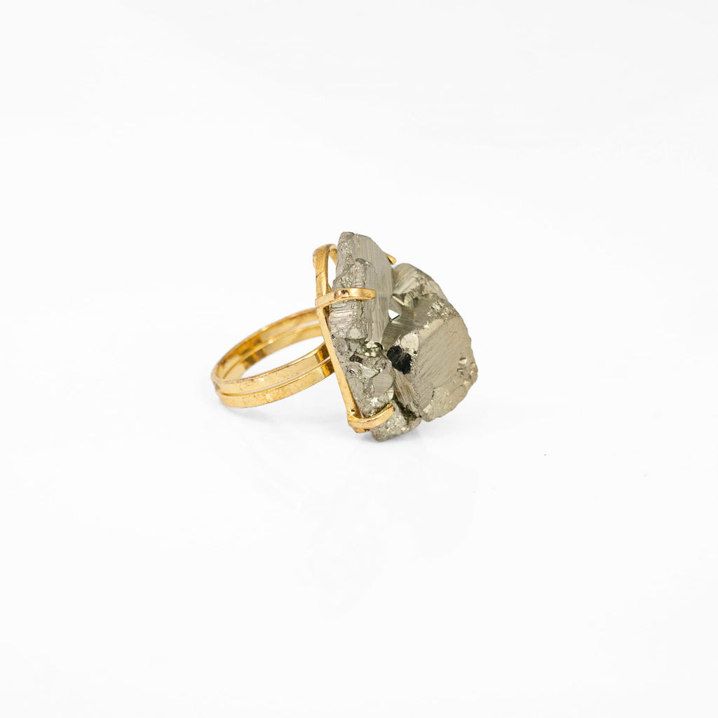 Pyrite Druze Ring