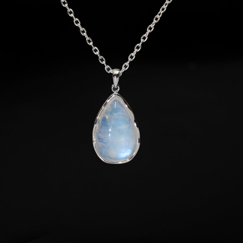 Rainbow Moonstone Pendant - Silver