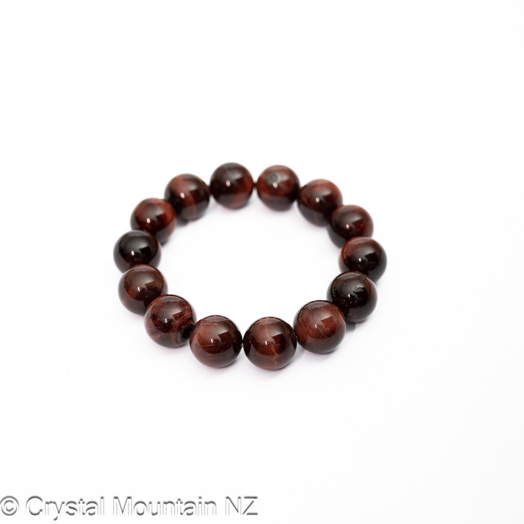 Red Tigers Eye Bead Bracelet 16mm