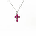 Ruby Cross Pendant - Silver