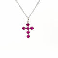 Ruby Cross Pendant - Silver