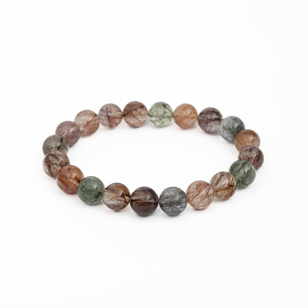 Rutilated Quartz Bead Bracelet 10mm