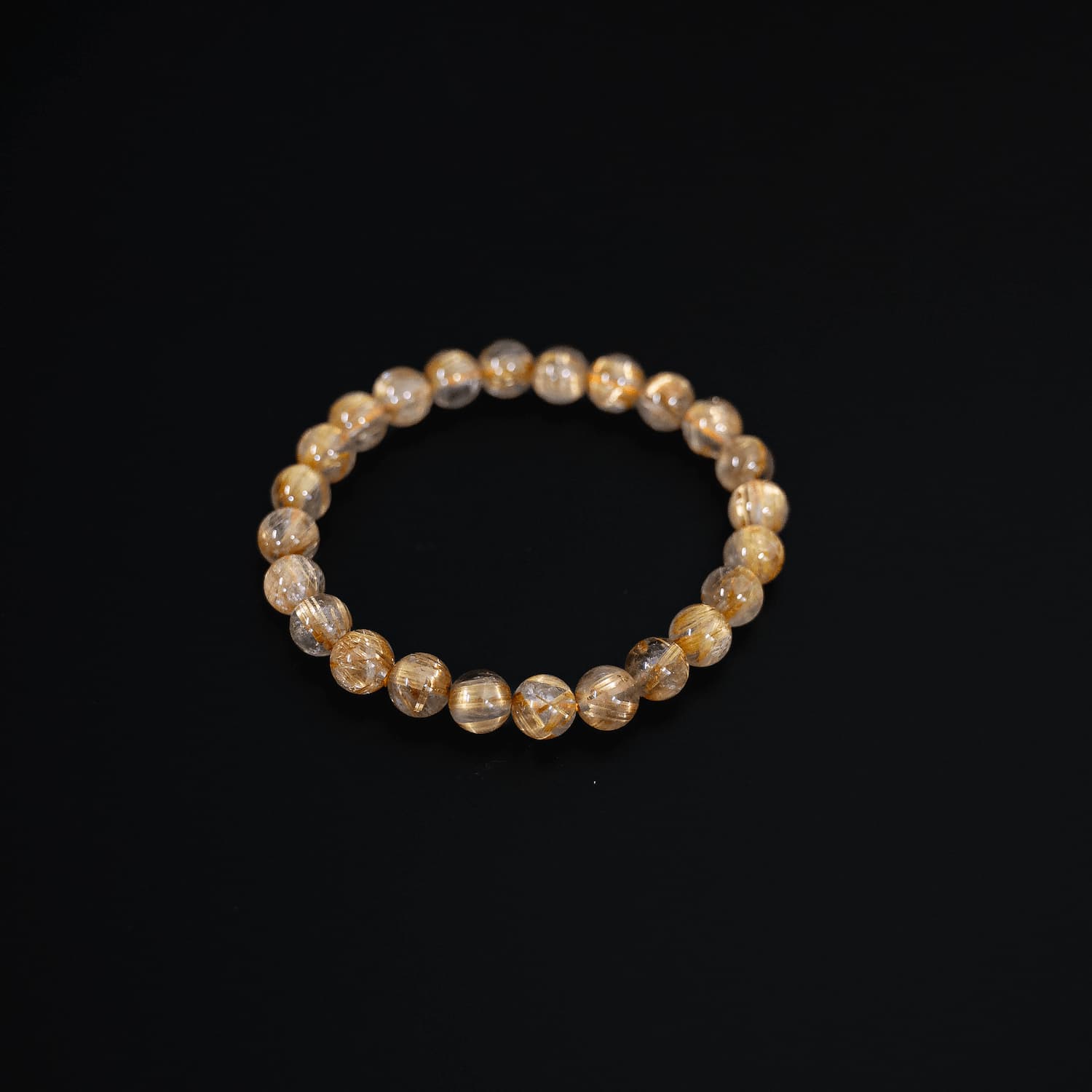 Rutilated Quartz Bead Bracelet 9mm