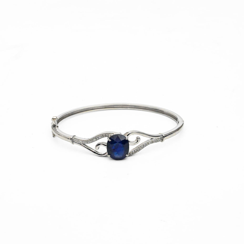Sapphire & Diamond Silver Bangle