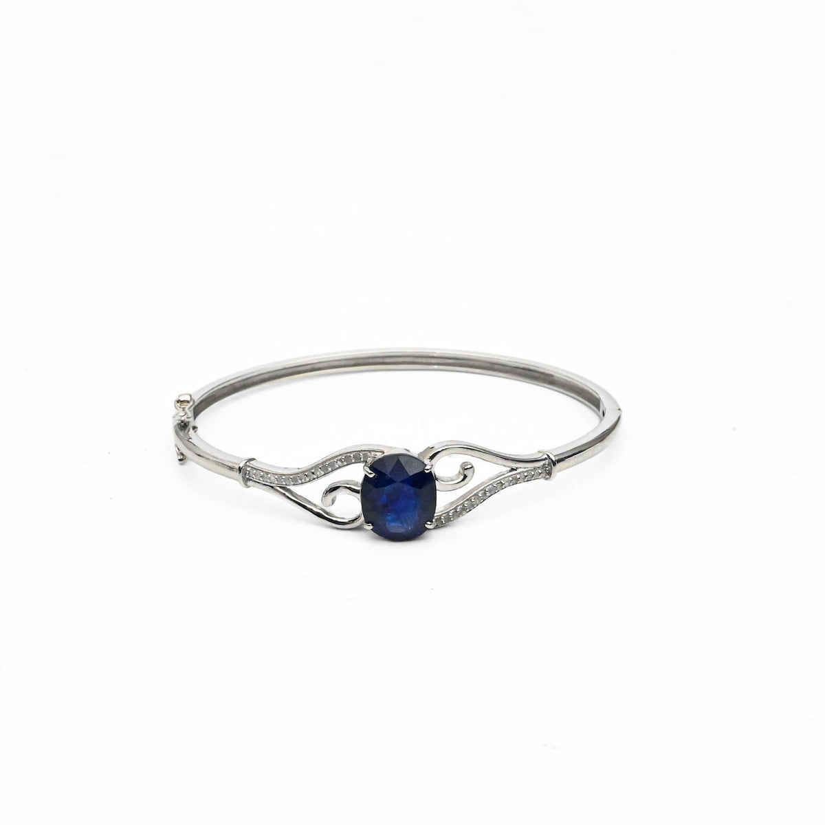 Sapphire & Diamond Silver Bangle