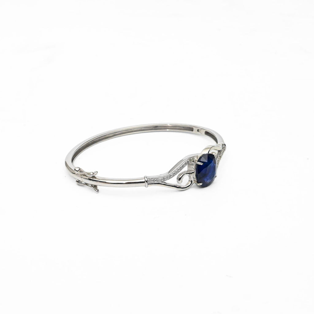 Sapphire & Diamond Silver Bangle