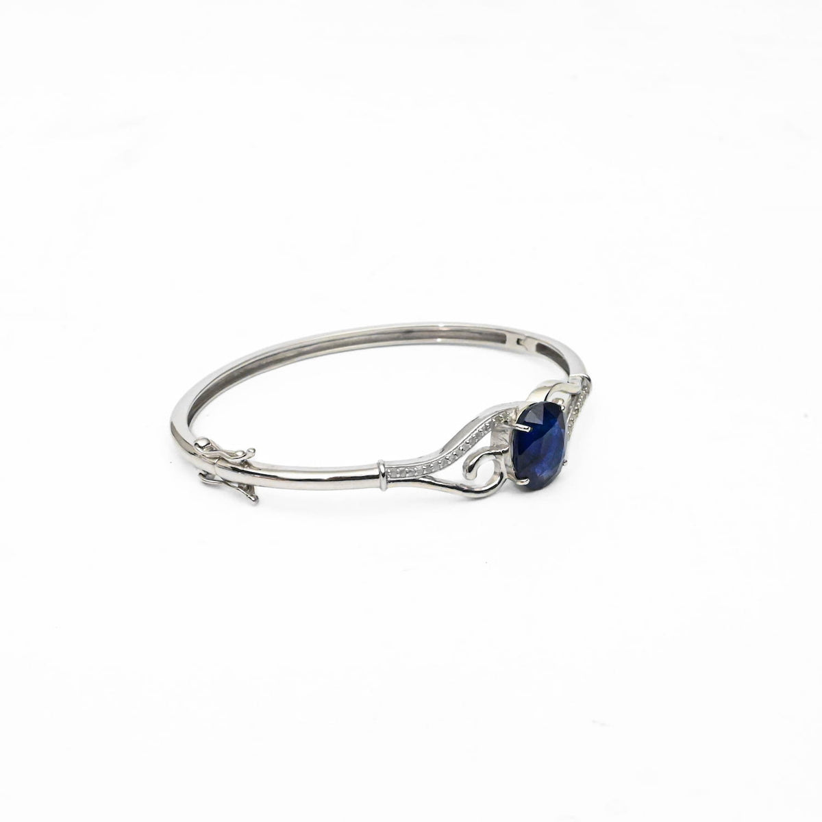 Sapphire & Diamond Silver Bangle