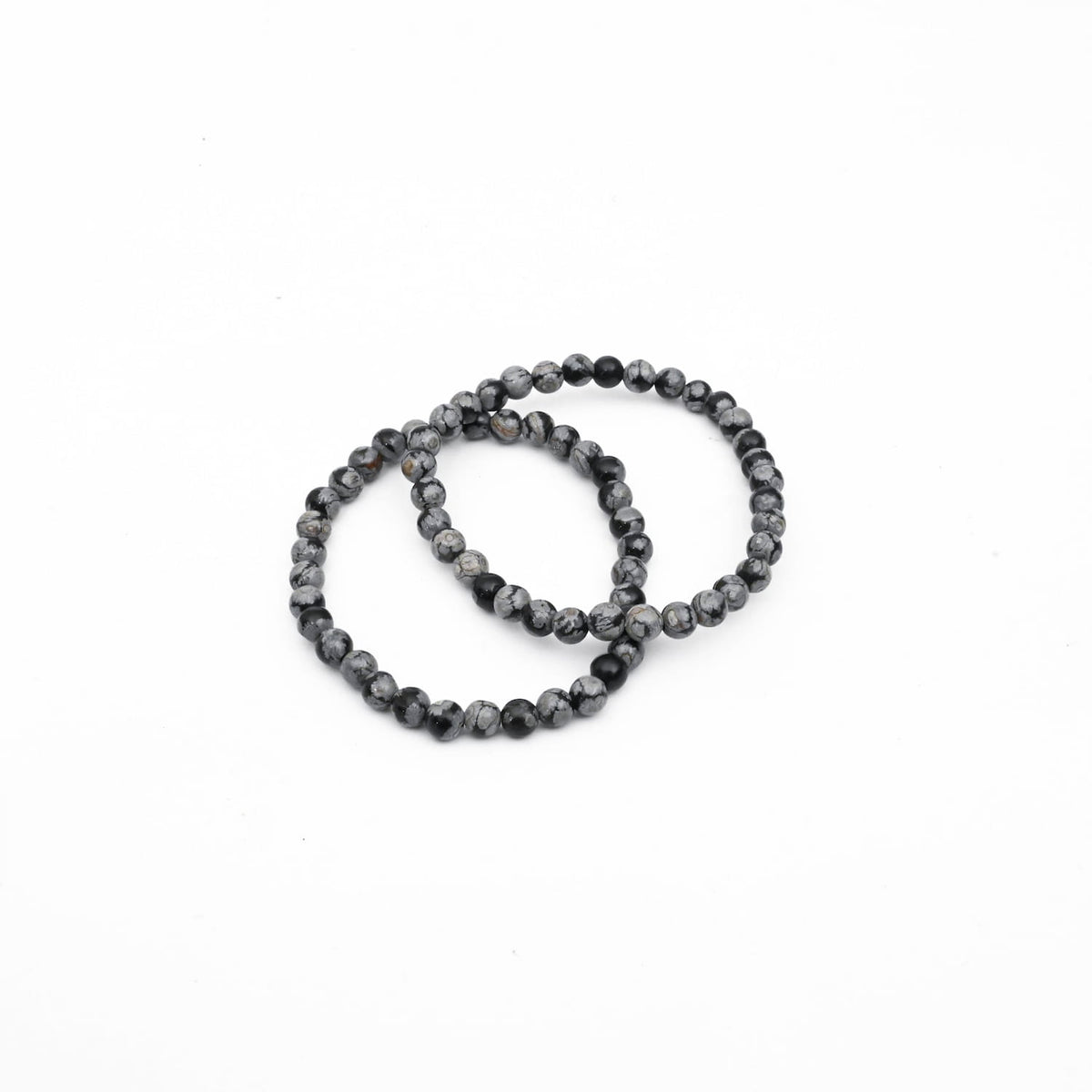Snowflake Obsidian Bead Bracelet