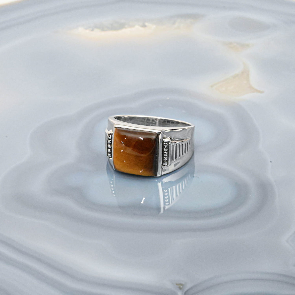 Men's Tigers Eye Silver Ring