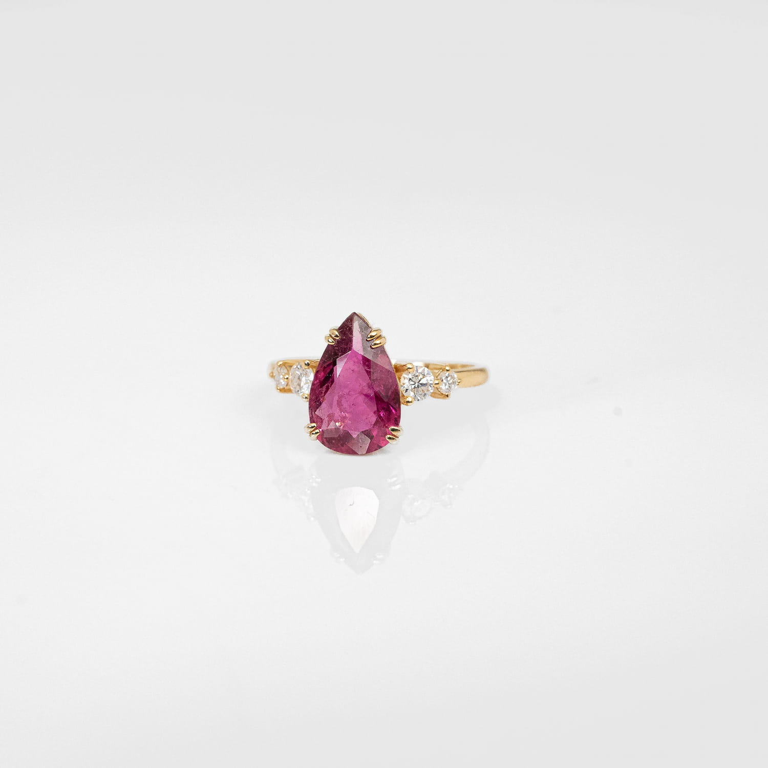 Brazilian Rubellite & Lab Diamond 14K Gold Ring